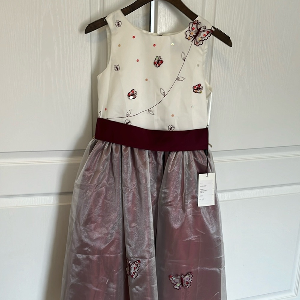Girls formal dress burgundy white